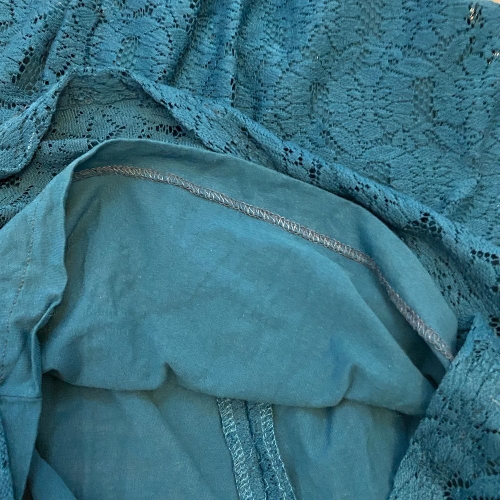 Dorothy Perkins UK 12 Teal Lace Sweetheart Knee Length Cocktail Wedding Dress - Picture 7 of 13